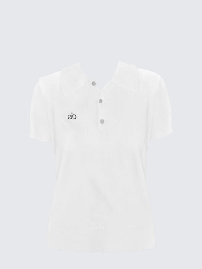 Polo Collar Short Sleeve Knit Tee