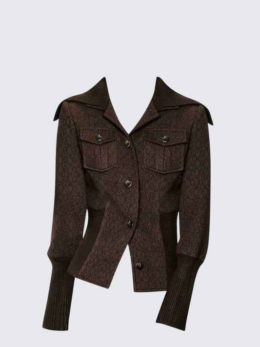 Korean High Neck Wool Coat Women