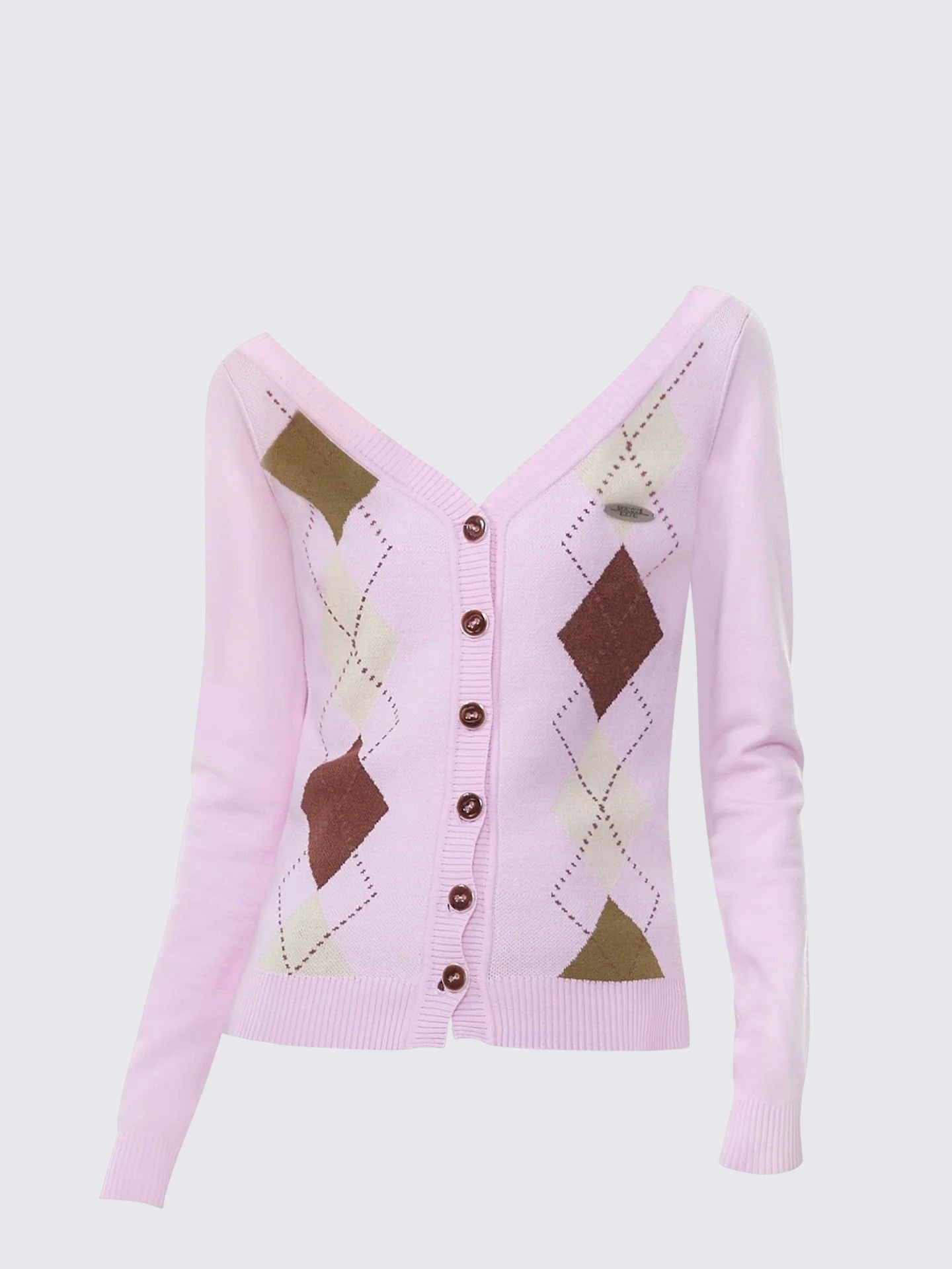 Pink Diamond V-Neck Cardigan