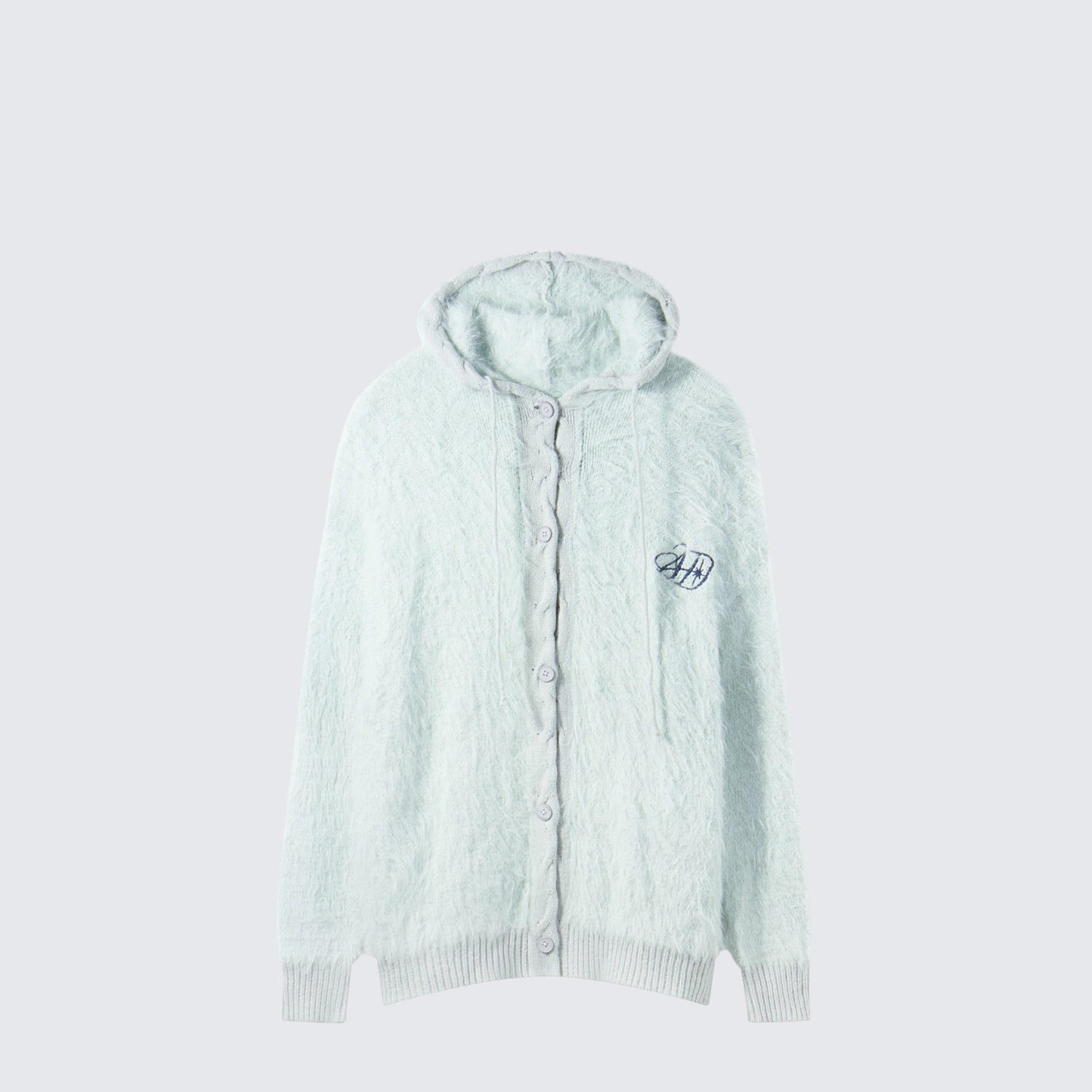 Retro Embroidered Knit Hooded Cardigan