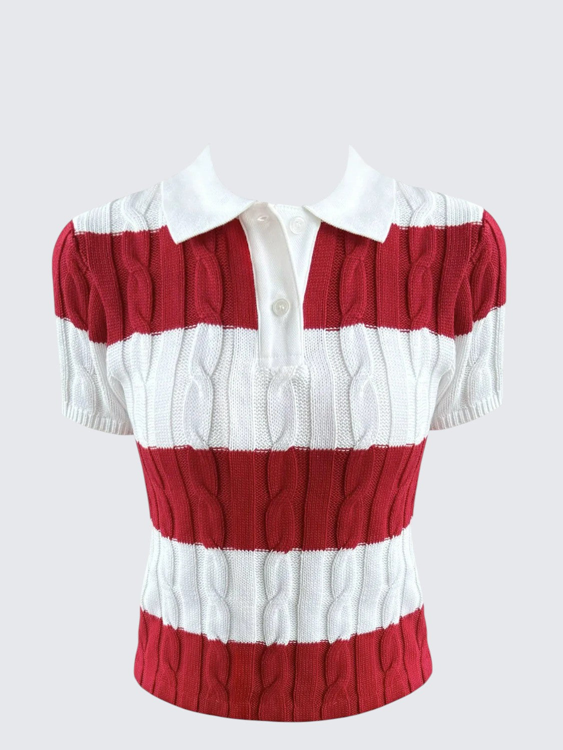 Striped Colorblock Polo Knit Top