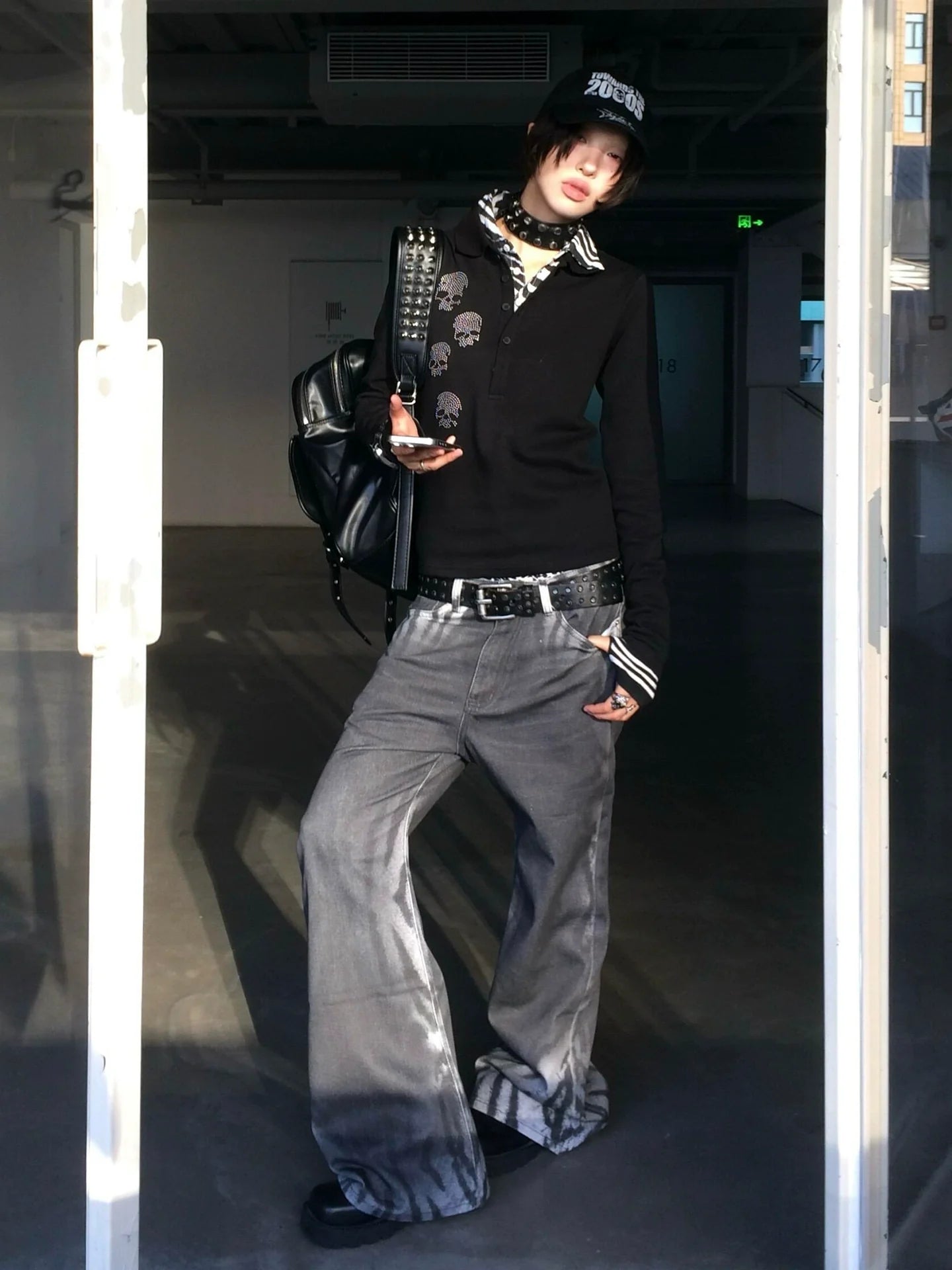 Y2K Fake Layer Polo Long Sleeve Tee Autumn-Winter Slim Fit Visual Kei Punk Top