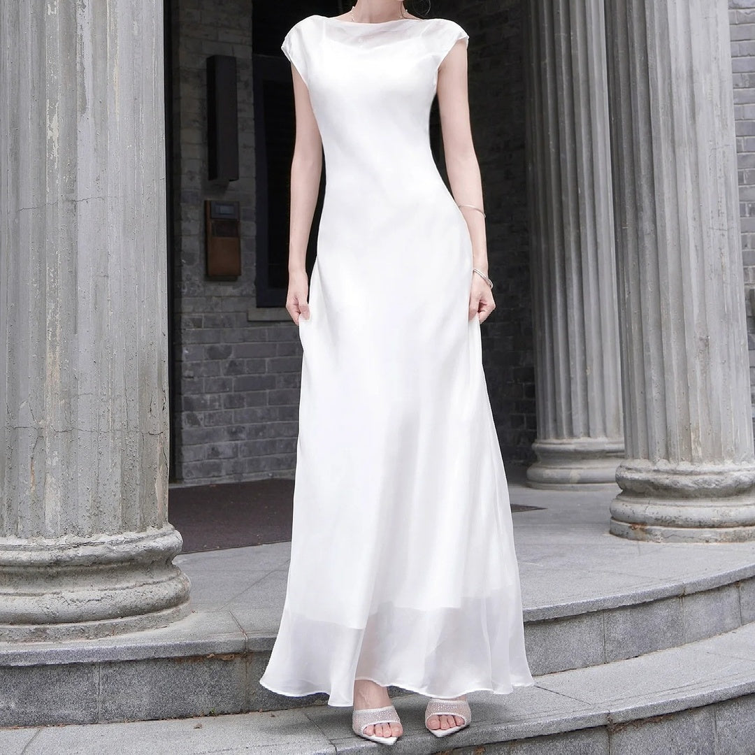 White Sleeveless Mermaid Gown Dress