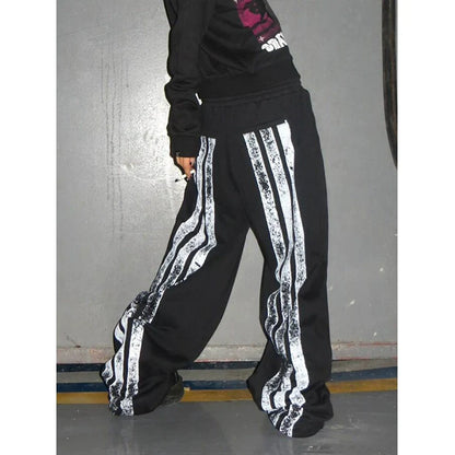 Punk Visual Kei Black Sweatpants Autumn-Winter Baggy Heavyweight Casual Trousers