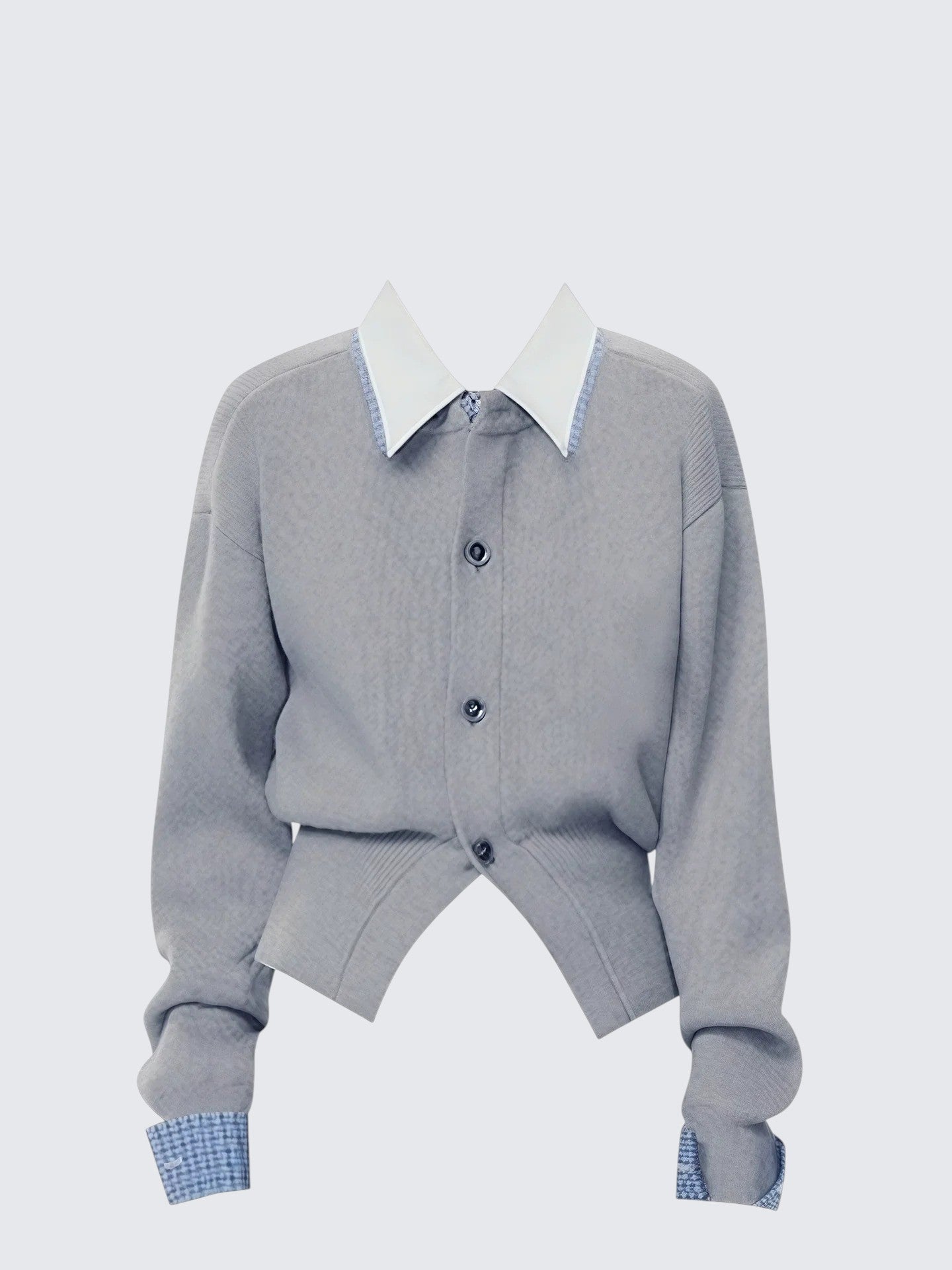 Korean Fake Two-Piece Shirt Collar Cardigan