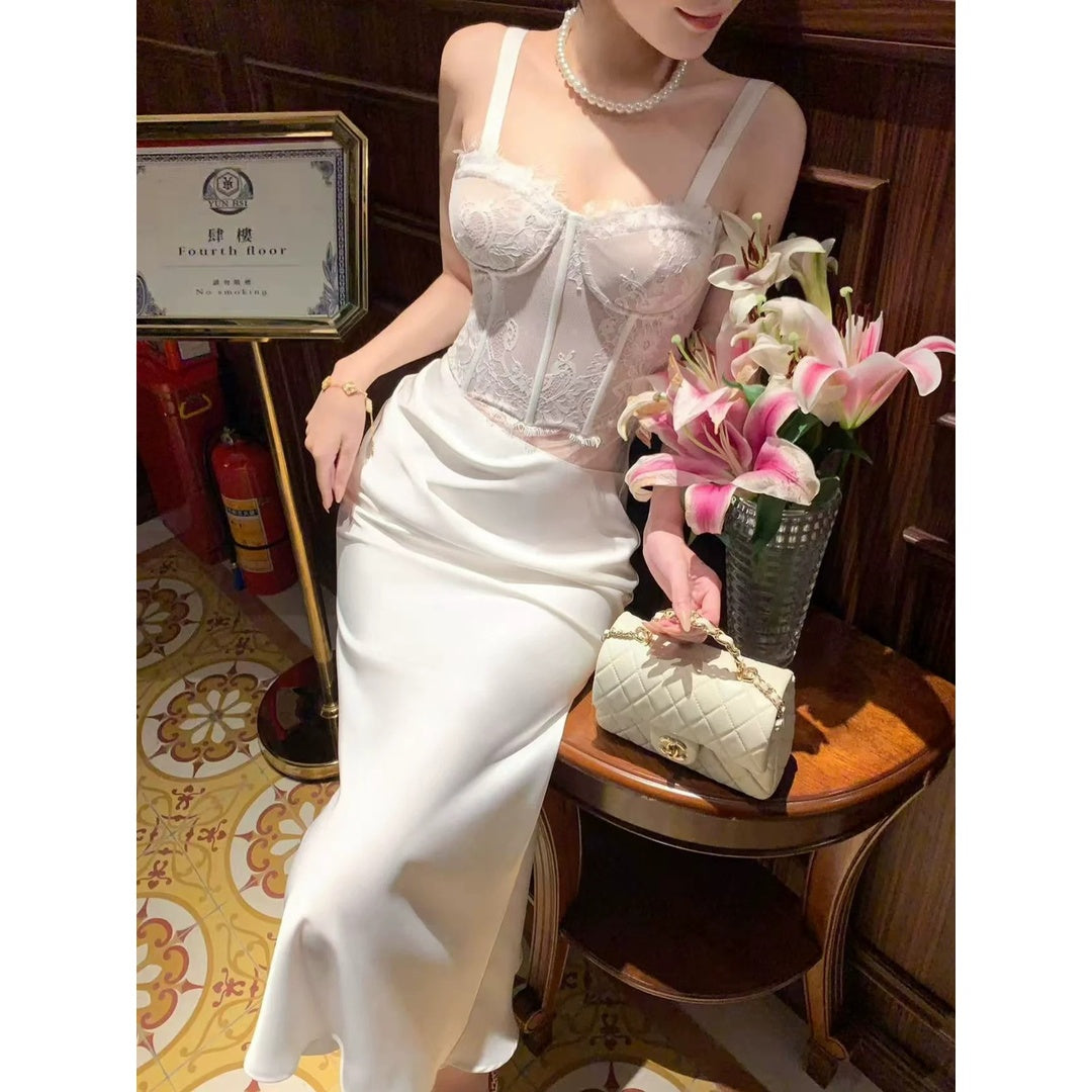 Satin Lace Mermaid Gown Prom Dress