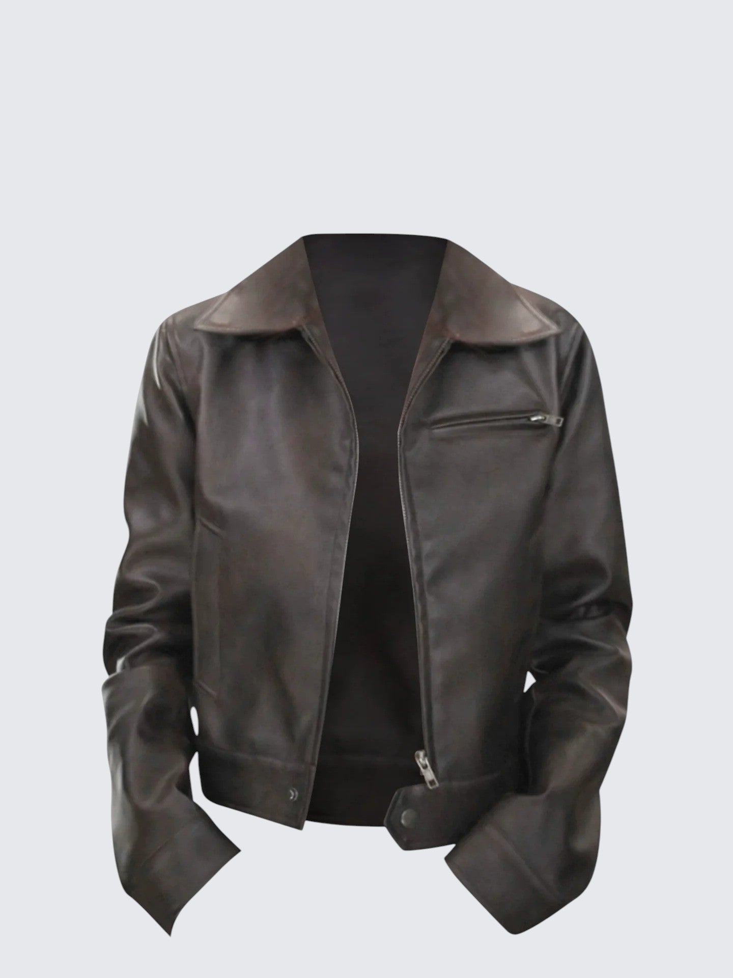 Brown Collar Leather Jacket