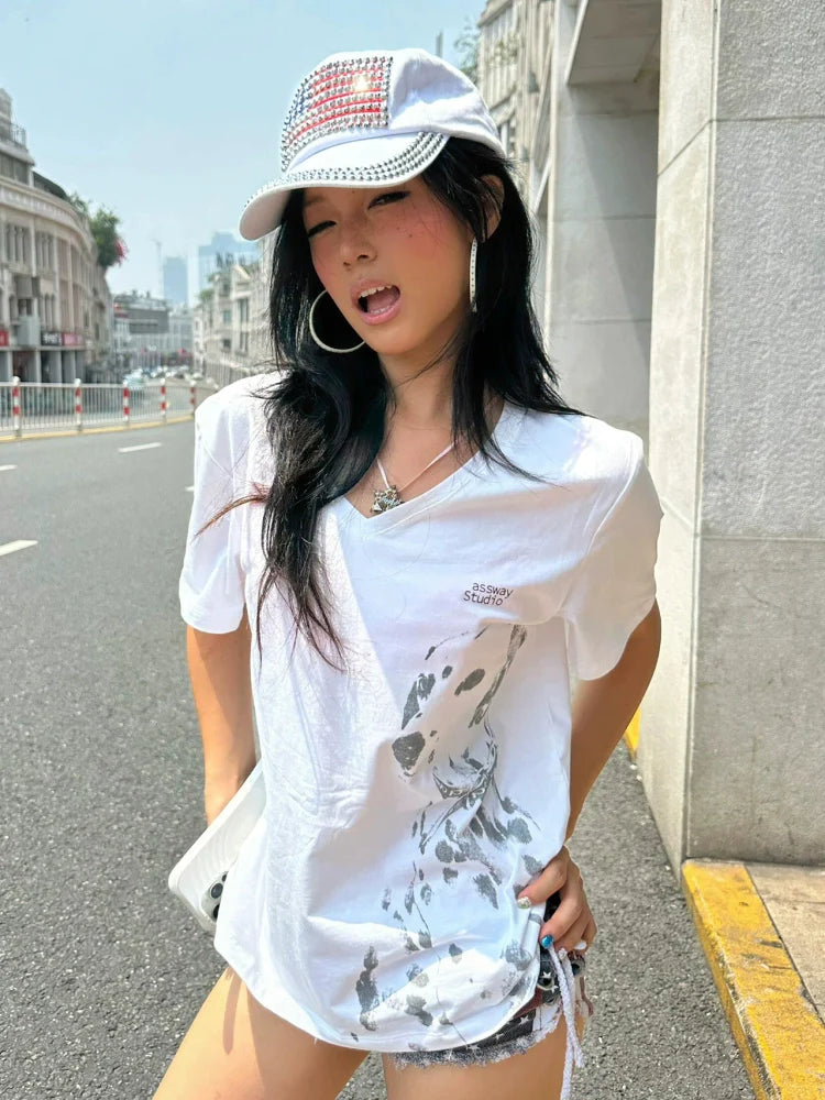 Spotted Dog V Neck Tee