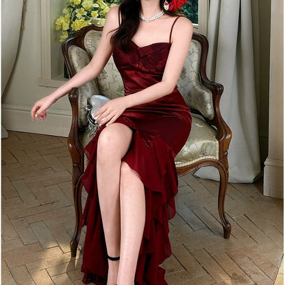 Red High-End Halter Gown Prom Dress