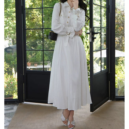 Classic Long Sleeve Shirt Dress Autumn Gown