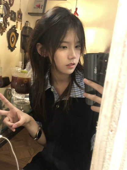 Two-Piece Look Polo Tee Navy Short Sleeve Top