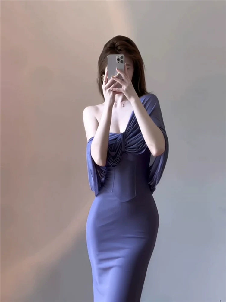 Purple Tube-Top Fake Two-Piece Bodycon Dress
