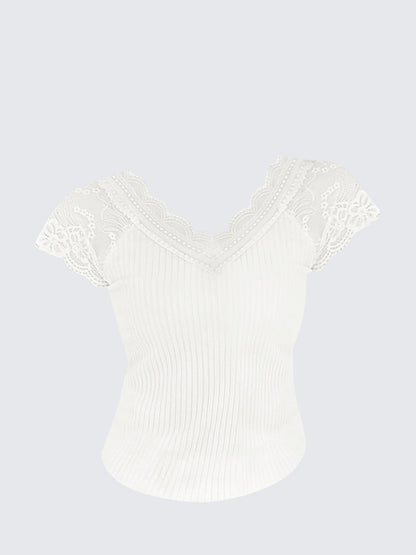 Lace V Neck Top