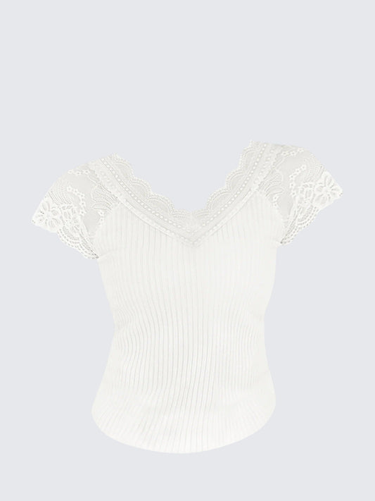 Lace V Neck Top