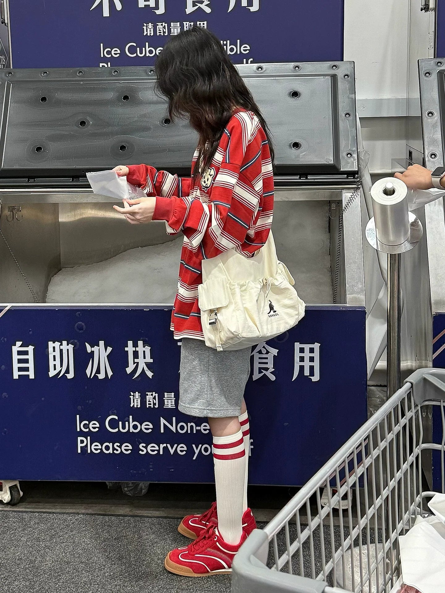 American Vintage Red Stripe Crewneck Sweatshirt  Casual Loose Fit College Long Sleeve Top