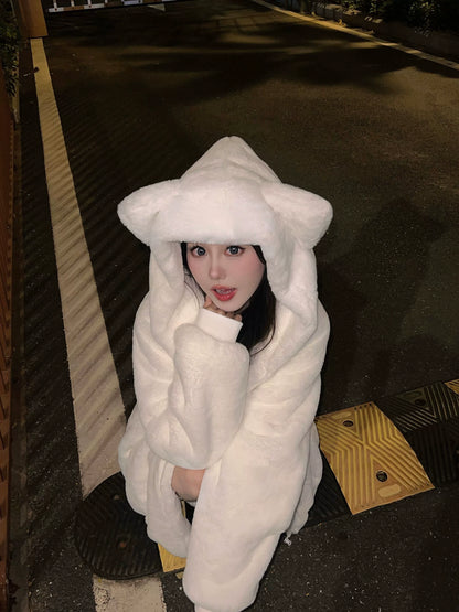 Kawaii Cat Ear Fleece Coat