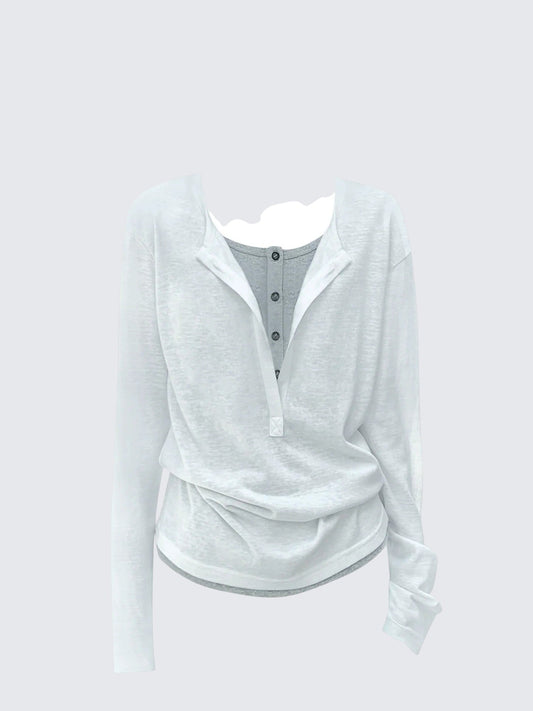 Half-Zip Layered Long Sleeve Tee Women
