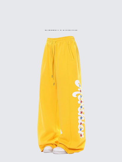 Yellow Side Print Sweatpants
