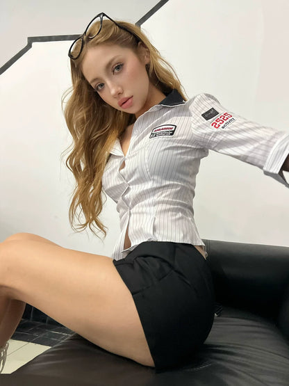 Retro Fitted Striped Short Sleeve Shirt