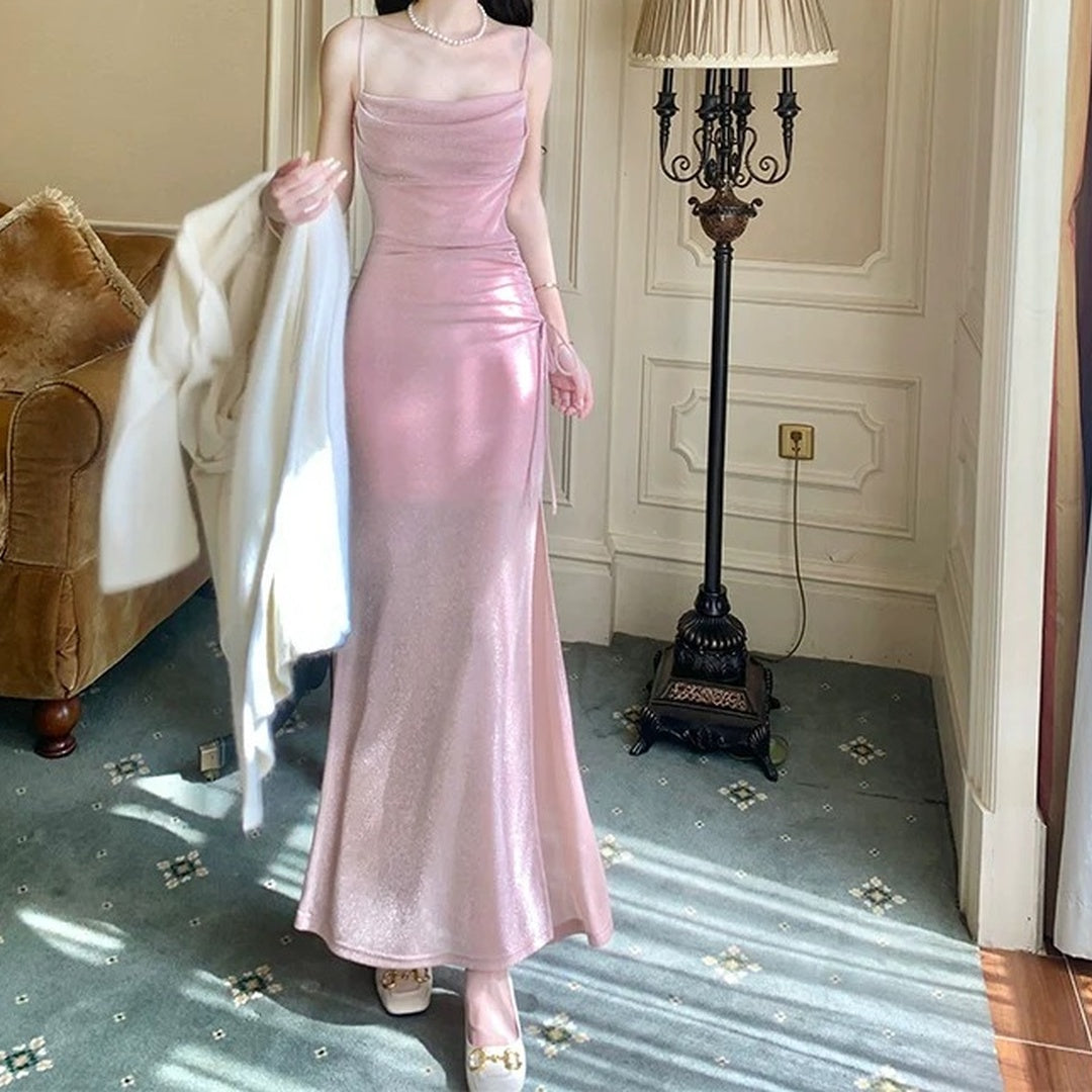 Knitted Halter Gown Adult Evening Prom Dress