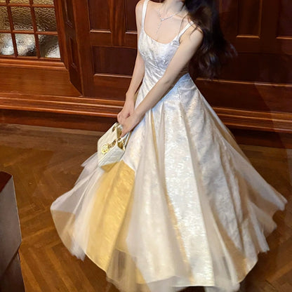 Floral Jacquard Mesh Tank Gown Prom Dress