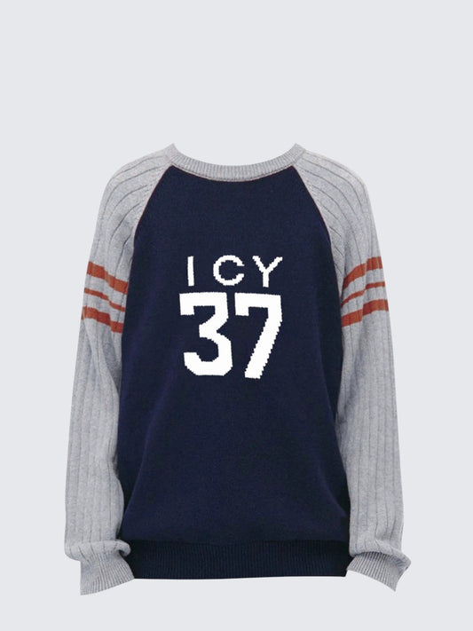 American Vintage Contrast Print Long Sleeve Sweater