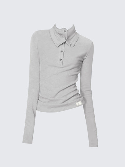 High Neck Stretch Knit Tee Women