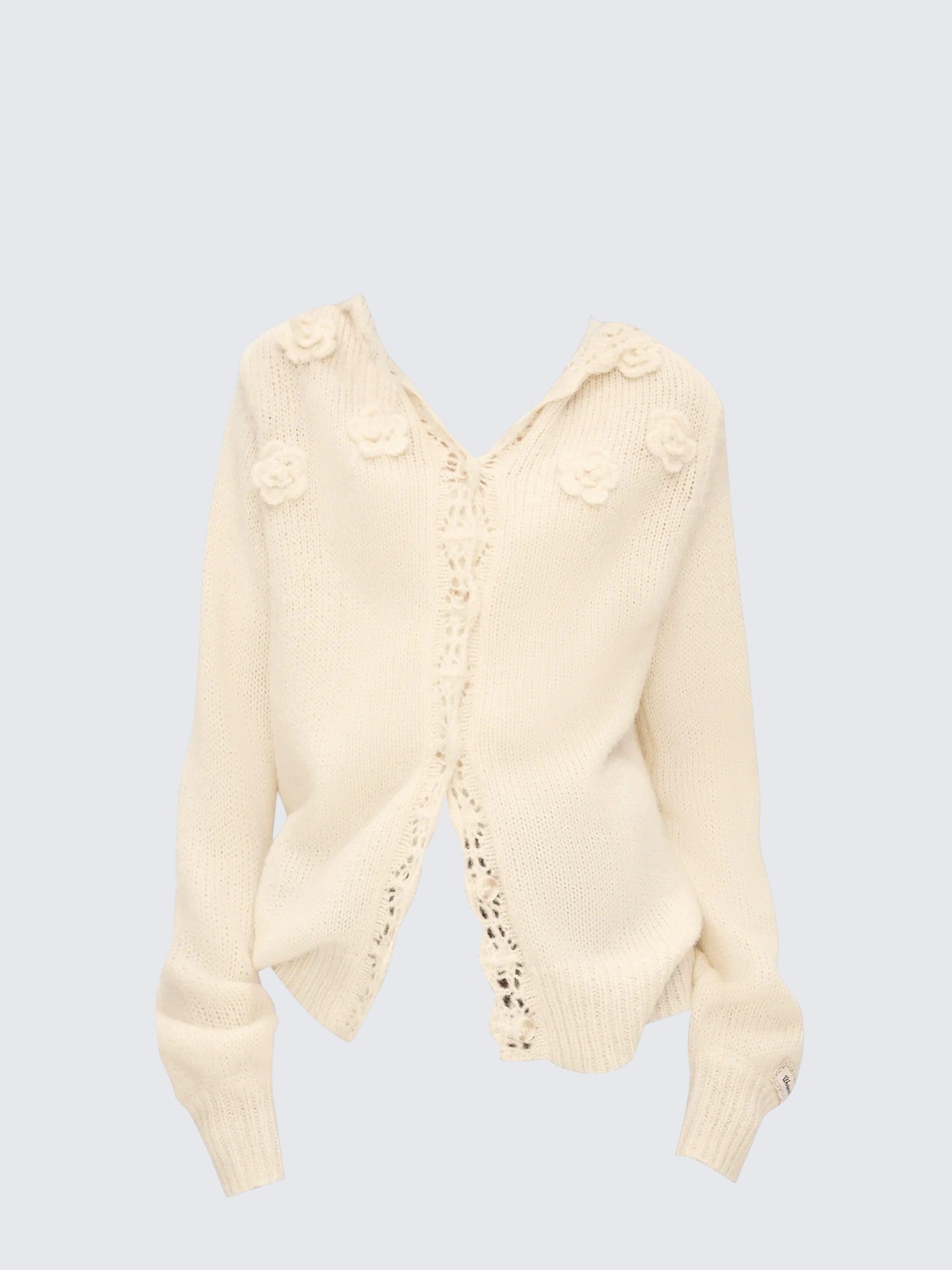 Knit Cardigan Flower Hoodie