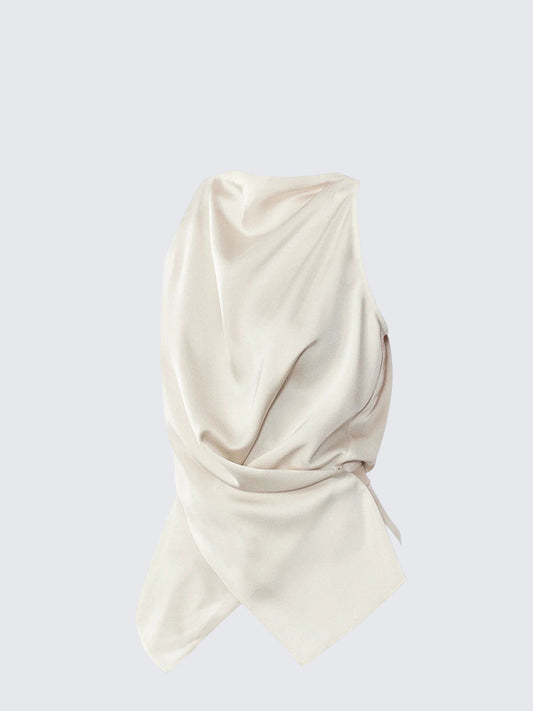 Korean Tie-Waist Sleeveless Blouse