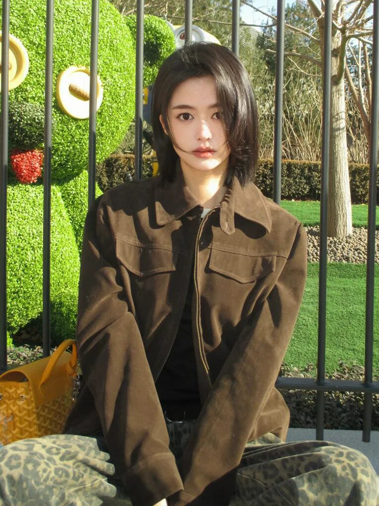 Vintage Suede Shoulder Jacket for Early Autumn
