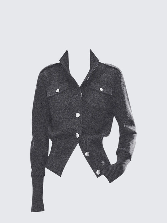 Vintage Waist Stand Collar Jacket