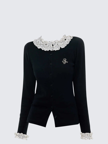Vintage Black Polka Dot Knit Tee