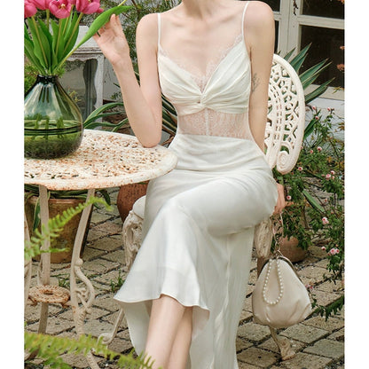 Ivory Butterfly Knot Lace Mermaid Gown Dress