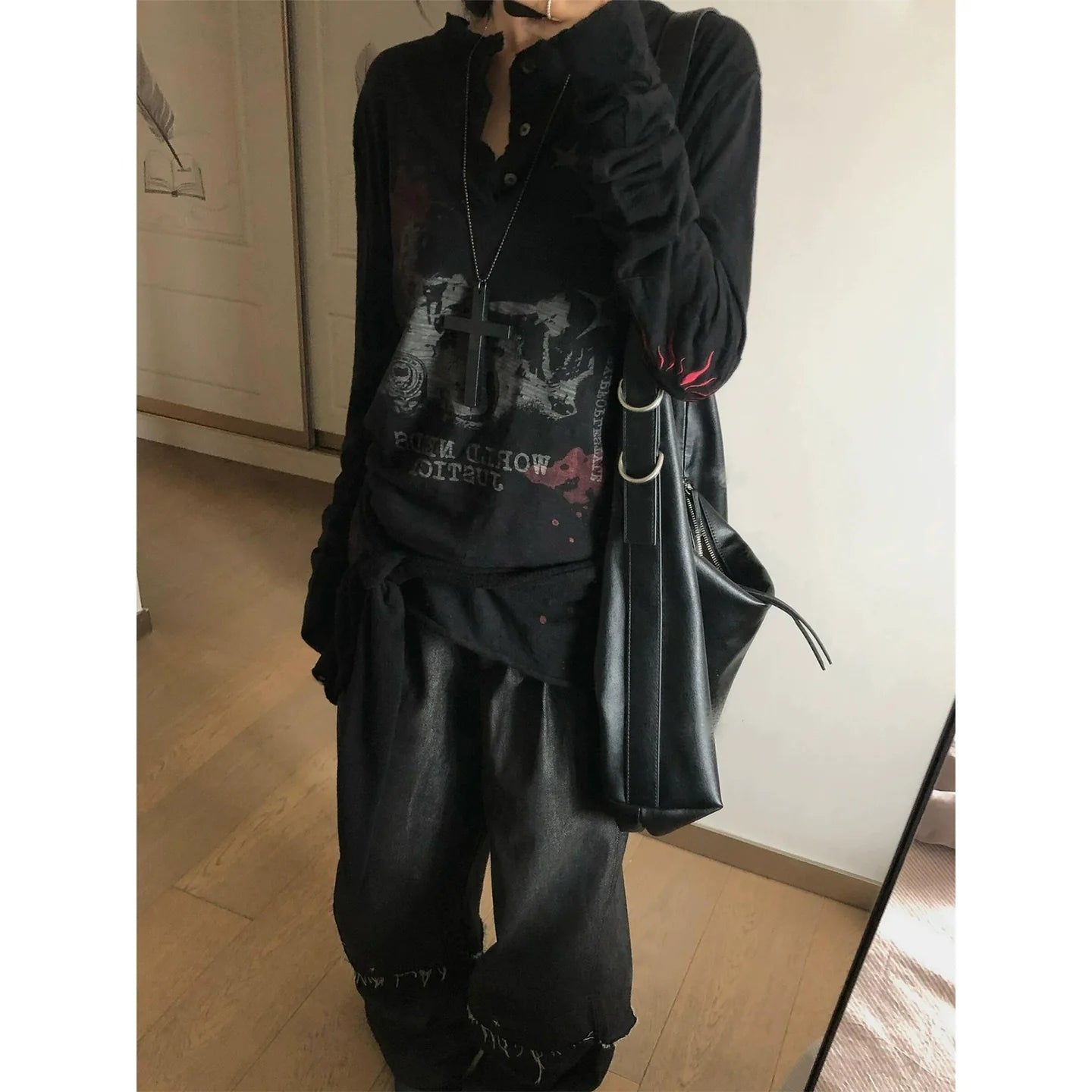 Retro Henley Long Sleeve Tee Vintage Wash