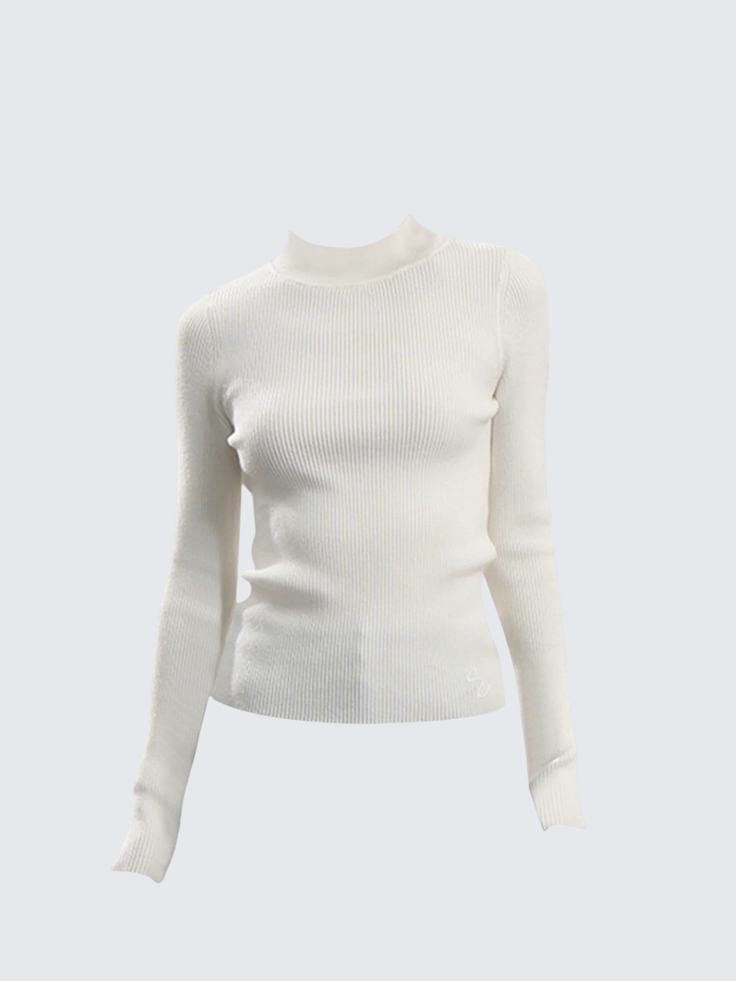 White Turtleneck Knit Top