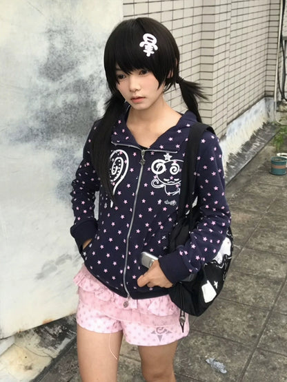 Devil Hoodie Double Zip-Up Jacket for Autumn Winter