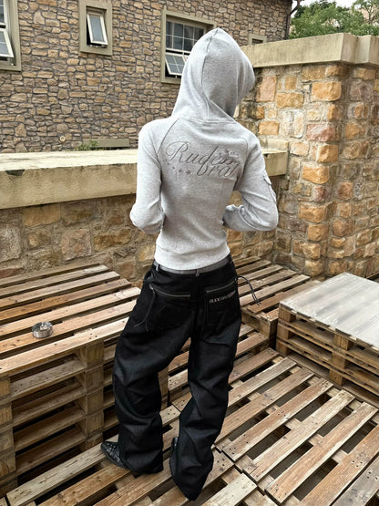 Y2K Patchwork Leopard Hoodie Jacket for Early Autumn