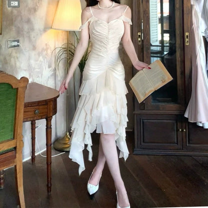 Pearlescent Halter Neck Fairy Gown Prom Dress