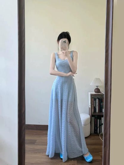 French Blue Slip Dress for Engagement & Beach Vacation