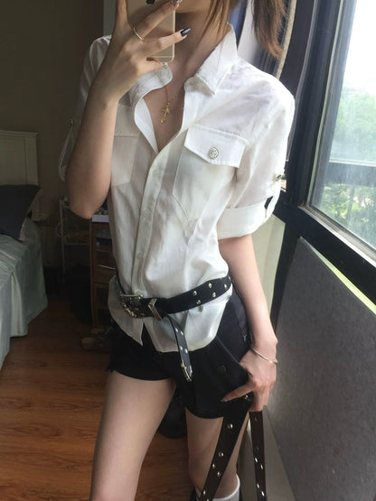 Relaxed Fit White Short Shirt