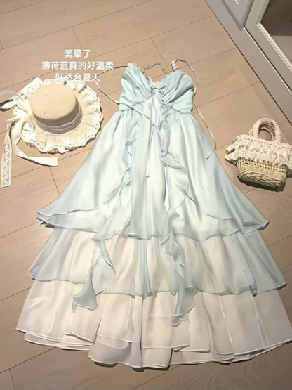 Beach Vacation Backless Slip Dress with Atmospheric Vibe