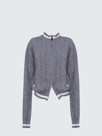 American Retro Cable Zip Knit Cardigan