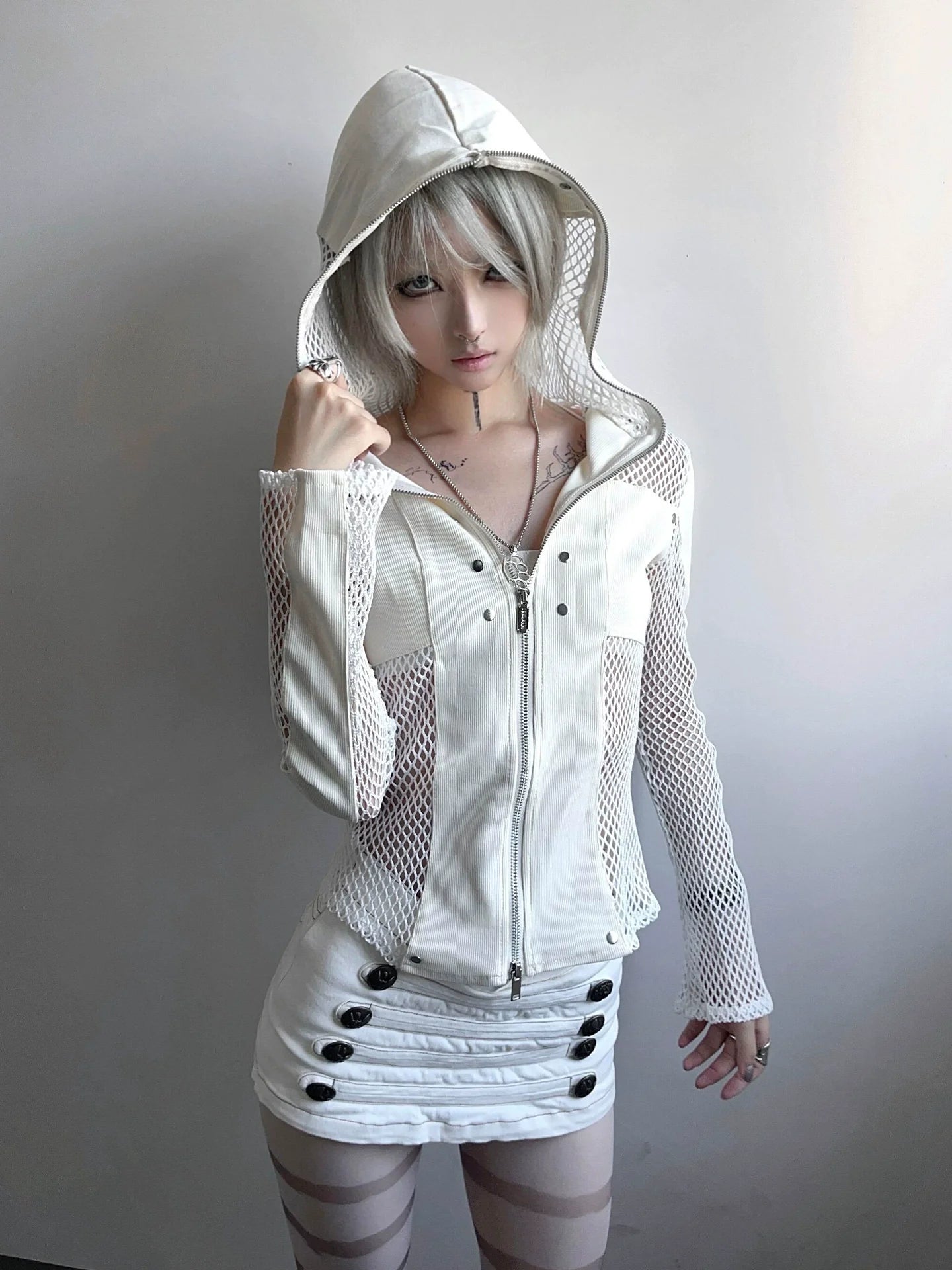 Y2K Mesh Patchwork Cardigan
