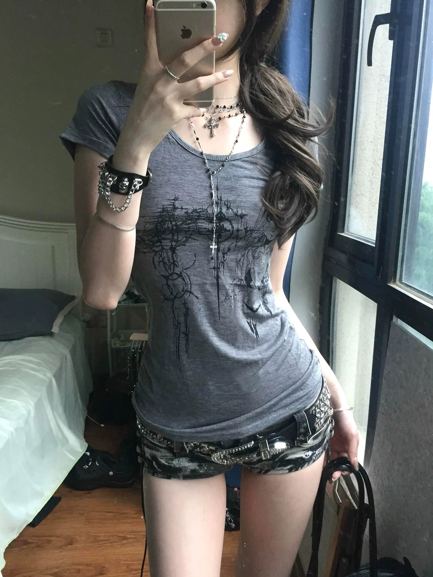 Y2K Millennial Wide Neck Short Sleeve Tee