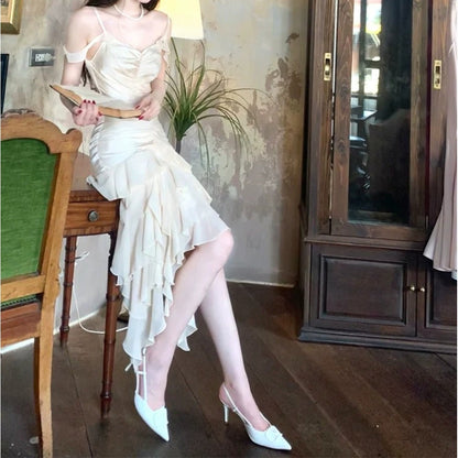 Pearlescent Halter Neck Fairy Gown Prom Dress