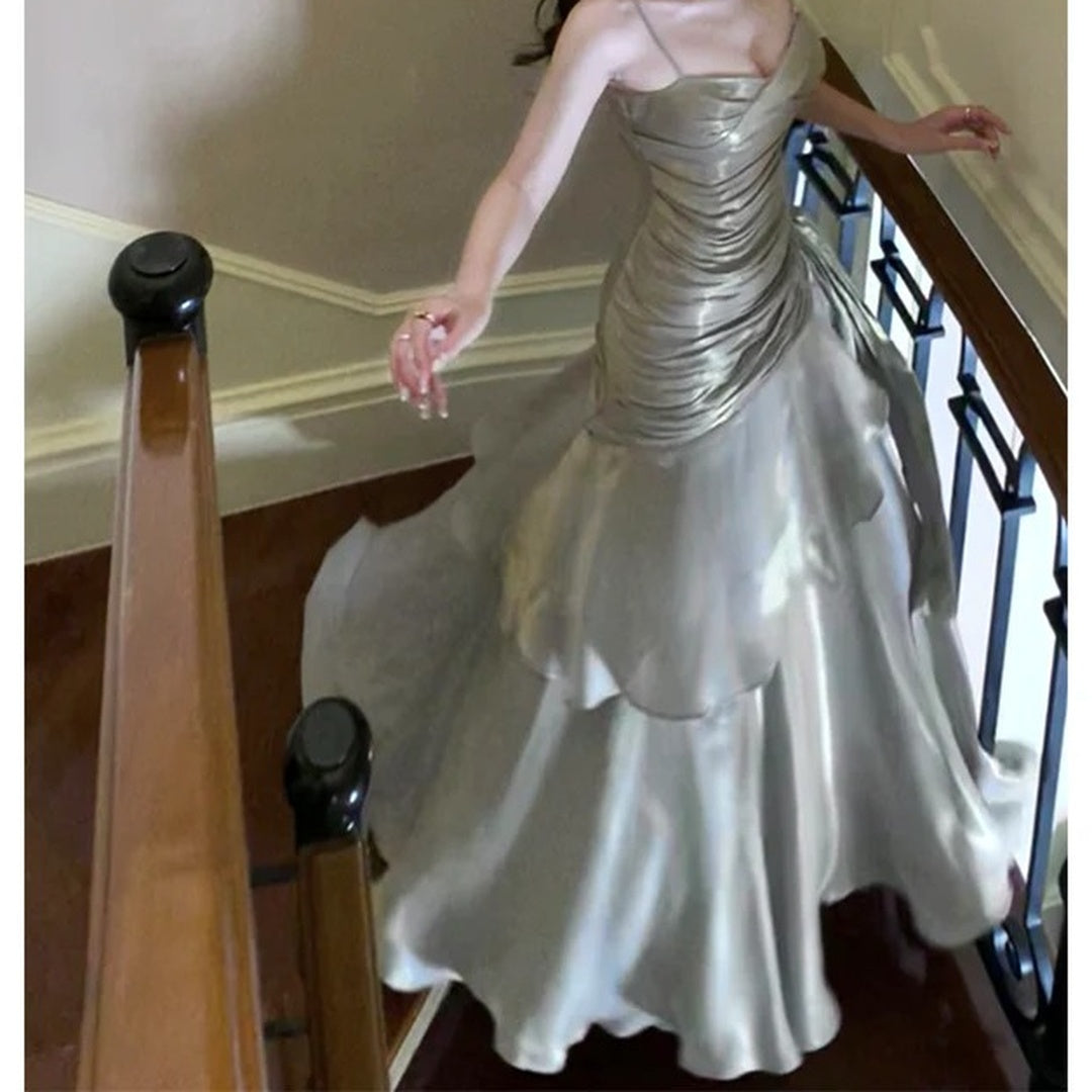 Mermaid Luxury Adult Ceremony Spaghetti Strap Gown Dress