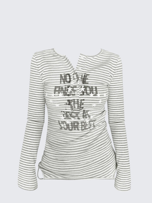 Striped Print Y2K Tee Women