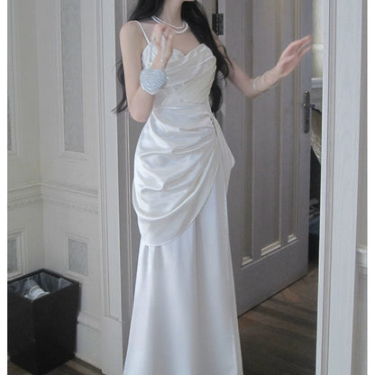 French Satin Lace Formal Gown Dress