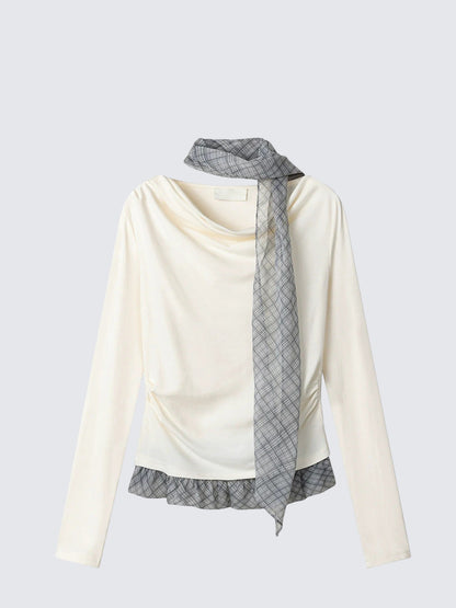 Plaid Draped Layered Tee Women