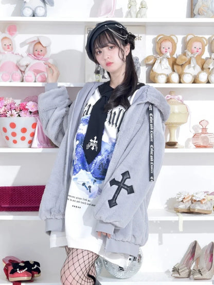 Teddy Ear Hoodie Faux Fur Coat